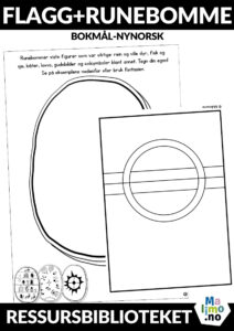 Bildet viser en tilleggsaktivitet knyttet til arbeidshefte om samisk kultur og tradisjoner - design av runebomme og samisk flagg