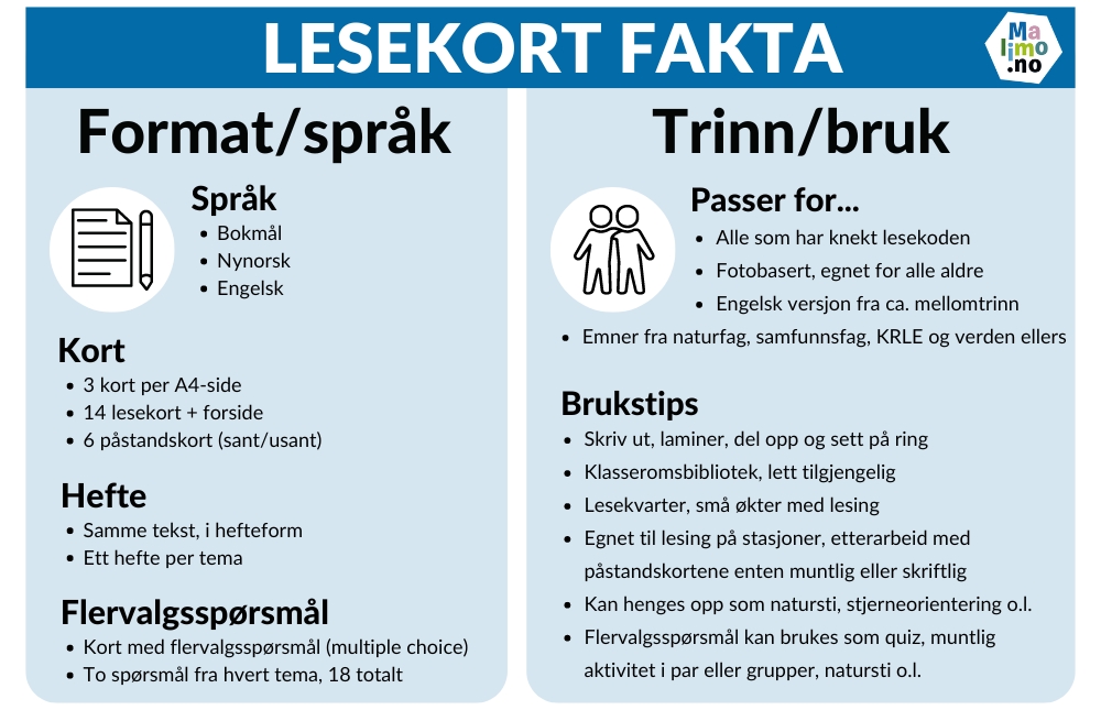 Informasjon om lesekort fakta, nivådelt lesing