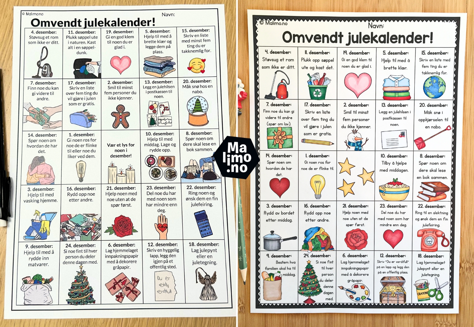 Malimo har julekalender for flere formål, både med oppgaver og lesing. Flere nivå og ulike typer å velge blant!